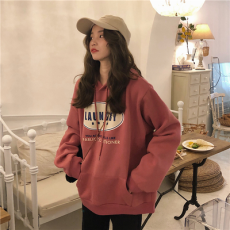 批发韩国<b class='q'>外贸</b>卫衣女宽松bf慵懒风新款秋冬加绒加厚学生宽松<b class='q'>外套</b>上衣