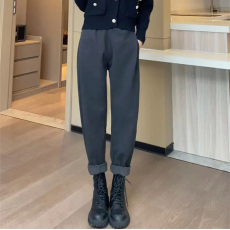 批发毛呢裤加厚显瘦萝卜裤女<b class='q'>冬</b>装新款休闲裤高腰哈伦裤宽松老爹裤子