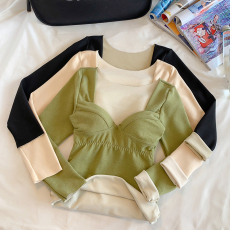 批发实拍<b class='q'>大码</b>秋冬德绒长袖保暖内衣暖肤磨绒速热免<b class='q'>文胸</b>内衣打底衫上衣