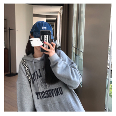 批发韩国<b class='q'>外贸</b>卫衣女宽松bf慵懒风新款秋冬加绒加厚学生宽松<b class='q'>外套</b>上衣