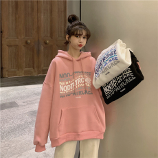 批发韩国<b class='q'>外贸</b>卫衣女宽松bf慵懒风新款秋冬加绒加厚学生宽松<b class='q'>外套</b>上衣