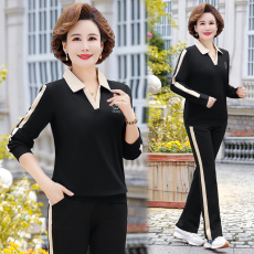 批发妈妈秋装洋气上衣<b class='q'>夏</b>季2023新款中老年运动服套装女春秋长袖两件套