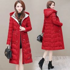 批发连帽亮面免洗羽绒棉服女2024冬季女装中长款<b class='q'>高档</b>棉服棉袄外套潮