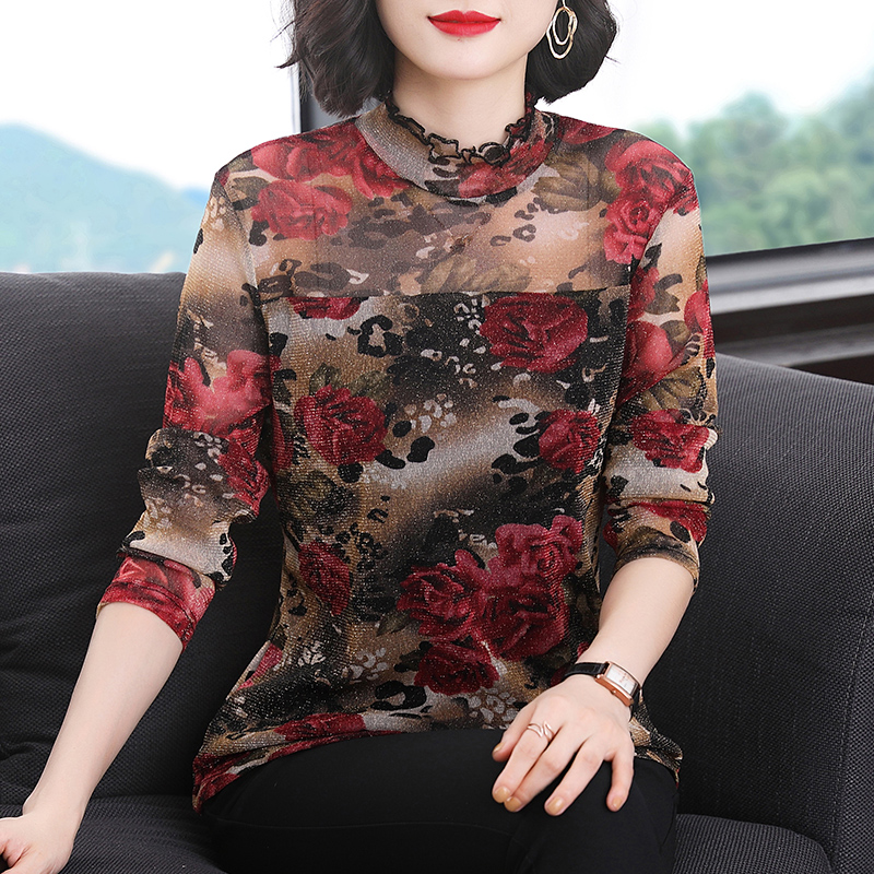 반하이넥 기본 셔츠 여성 긴 소매 망사 몸매 가꾸기 인사이드 잡아라. 의류 중년 엄마 패션 외국 가스 얇은 스타일 작은 셔츠