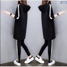 批发早秋女装新款<b class='q'>大码</b>胖妹妹运动套装女休闲服连帽遮肚两件套潮