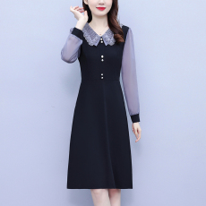 批发2026大码女装法式小黑裙气质时尚刺绣拼接收腰显瘦中年妈妈<b class='q'>连衣裙</b>