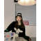 SEOUL韩系chic复古可爱减龄慵懒设计感圆领套头毛衣黑色针织上衣轮播图4
