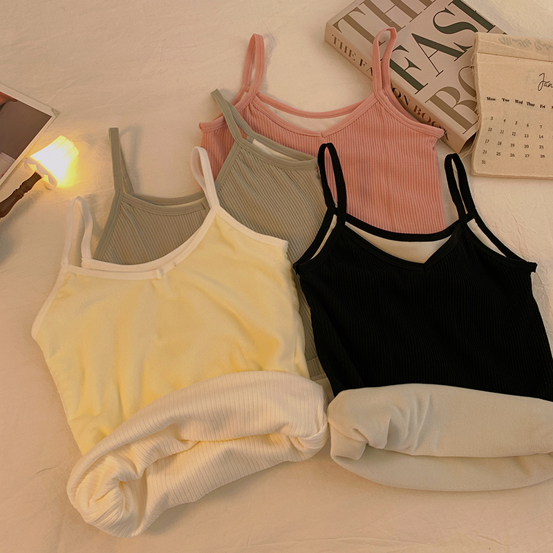 Real shot real price special price not reduced autumn and winter warm vest women plus velvet thickened bottoming strap slimming thermal underwear
