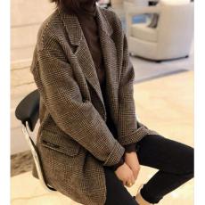 批发2025秋冬夹棉加厚双面羊绒大衣小个子英伦格子西装呢<b class='q'>外套</b>