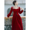 实拍售价不低于155 法式高级红色敬酒服礼服连衣裙轮播图1