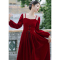 实拍售价不低于155 法式高级红色敬酒服礼服连衣裙轮播图3