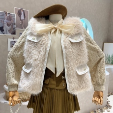 马甲女2022冬季新款韩版织带小香风短款背心外搭皮草毛毛马夹外套