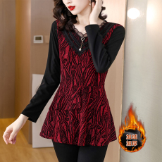 批发实拍加绒加厚打底衫2024秋冬新款韩版显瘦<b class='q'>中长款</b>百搭大码遮肚上衣