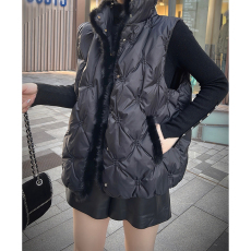 批发时尚轻薄黑色立领白鸭绒羽绒服马甲背心女外穿欧洲站2025冬季新款