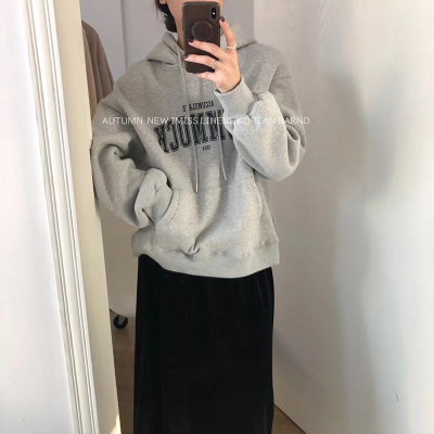银狐绒纯棉连帽卫衣女设计感小众2022秋冬宽松加厚休闲小个子上衣