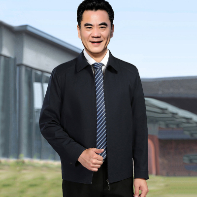 秋冬季中老年夹克新款商务休闲宽松男士上衣厚款爸爸装外套男装