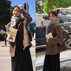 批发实拍  英伦复古 毛呢<b class='q'>短外套</b>  单排扣 呢子西装