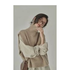 批发定制花纱高领百搭针织衫女装2025秋季新款<b class='q'>马甲</b>背心设计感毛衣