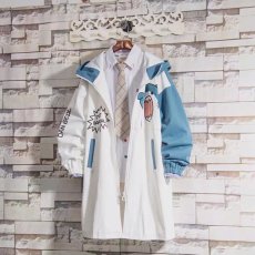 批发连帽拼接棒球服外套男春秋潮流ins港风宽松夹克休闲百搭情侣衣服