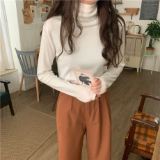 批发实拍实价 bi入款高领打底衫百搭堆堆领显瘦纯色tee