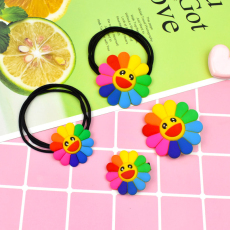 批发实拍韩版明星同款太阳花发绳网红可爱扎头发泫雅皮套亲子发夹