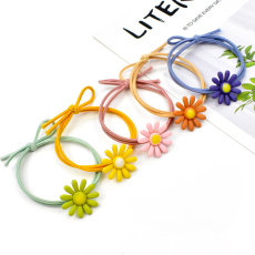 批发实拍<b class='q'>日韩</b>网红少女小雏菊发绳爆款糖果色花朵皮套森女扎头发皮筋