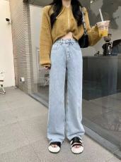 实拍现货 高货 2023春季新款软牛仔直筒阔腿拖地牛仔裤女