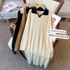 批发特价<b class='q'>大码</b>女装秋冬新款胖mm时尚polo型宽松显瘦加厚针织打底毛衣裙