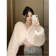 批发韩版仿皮草环保毛外套女2026<b class='q'>秋</b>季新款时髦炸街百搭短款毛绒绒上衣