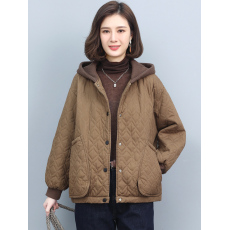 批发妈妈秋冬装连帽宽松棉服2025年新款<b class='q'>中年</b>女装夹棉外套休闲薄款<b class='q'>棉衣</b>