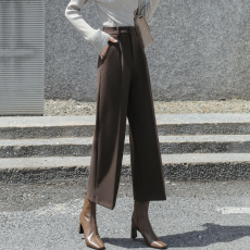 批发实拍检测报告+三标西装<b class='q'>裤</b>女秋冬季九分毛呢阔腿<b class='q'>裤</b><b class='q'>宽松</b>显瘦直筒<b class='q'>裤</b>