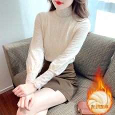 批发加绒加厚<b class='q'>蕾丝</b>打底衫女2026冬新款小衫洋气时髦半高领长袖<b class='q'>上衣</b>服