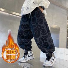 批发儿童休闲裤秋冬加绒新款洋气初男童韩版宽松炸街长裤中大童裤子潮