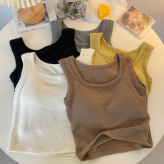 批发实拍大码磨毛螺纹背心免穿文胸固定杯内衣宽肩打底衫内搭背心