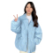 韩版棉衣2022年新款棉袄外套女冬季奶蓝色菱格翻领加厚棉服女宽松轮播图5