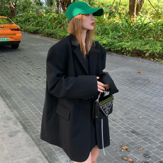 黑色西装外套女装2022春秋季新款宽松小个子韩系高级感小西服上衣