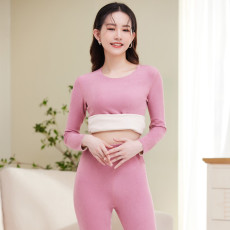 批发发热德绒保暖内衣女士加绒加厚套装秋衣秋裤恒温无痕保暖衣280克