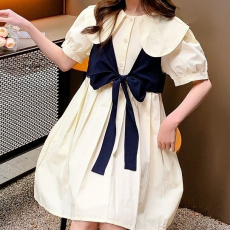 女童连衣裙2022新款儿童装洋气时髦薄款裙子夏中大童公主裙