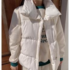 批发韩版秋冬斜拉链棉服马甲原宿风休闲面包服宽松马夹外套女