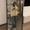 连帽卫衣女春秋2022新款oversize上衣ins潮慵懒风拉链开衫外套女轮播图3