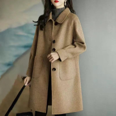 批发毛呢外套女2025秋冬新款小个子加厚韩版修身气质中长款呢子大衣