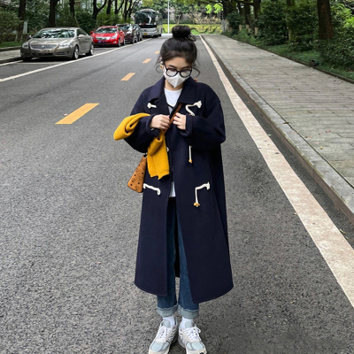 牛角扣大衣2022新款爆款中长款加厚韩系赫本风毛呢子外套女秋冬季