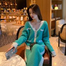 批发小香风针织套装秋装2022年新款女高级感洋气气质休闲两件套