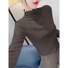 批发半高领德绒打底衫女内搭秋冬2025新款洋气长袖T恤加绒保暖衣