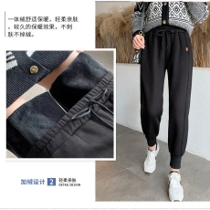 批发华棉复合#八九分运动裤<b class='q'>女</b>宽松显瘦秋冬加绒小个子束脚裤休闲卫裤