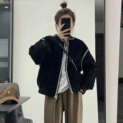 复古短款棒球服女2022春秋季新款韩版百搭宽松显瘦夹克外套女潮