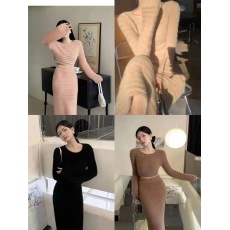 批发水貂绒毛衣套装裙两件套2026秋冬新款辣妹高腰针织包臀长裙