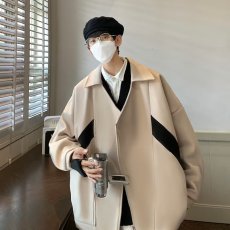 批发官图不规则设计感拉链外套男英伦雅痞男装高级感夹克毛呢大衣秋冬