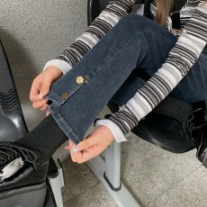 实拍！直筒牛仔裤女2022年秋冬季新款高腰显瘦小个子九分烟管裤子