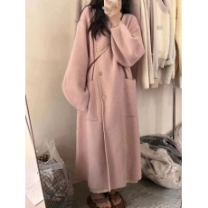 批发2026春新款欧货小众设计感气质宽松慵懒风中长款毛衣<b class='q'>外套</b>女大衣